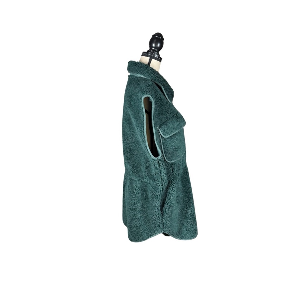 Anthropologie Cozy Cinched Faux Shearling Vest In Forest Green - Picture 5 of 7